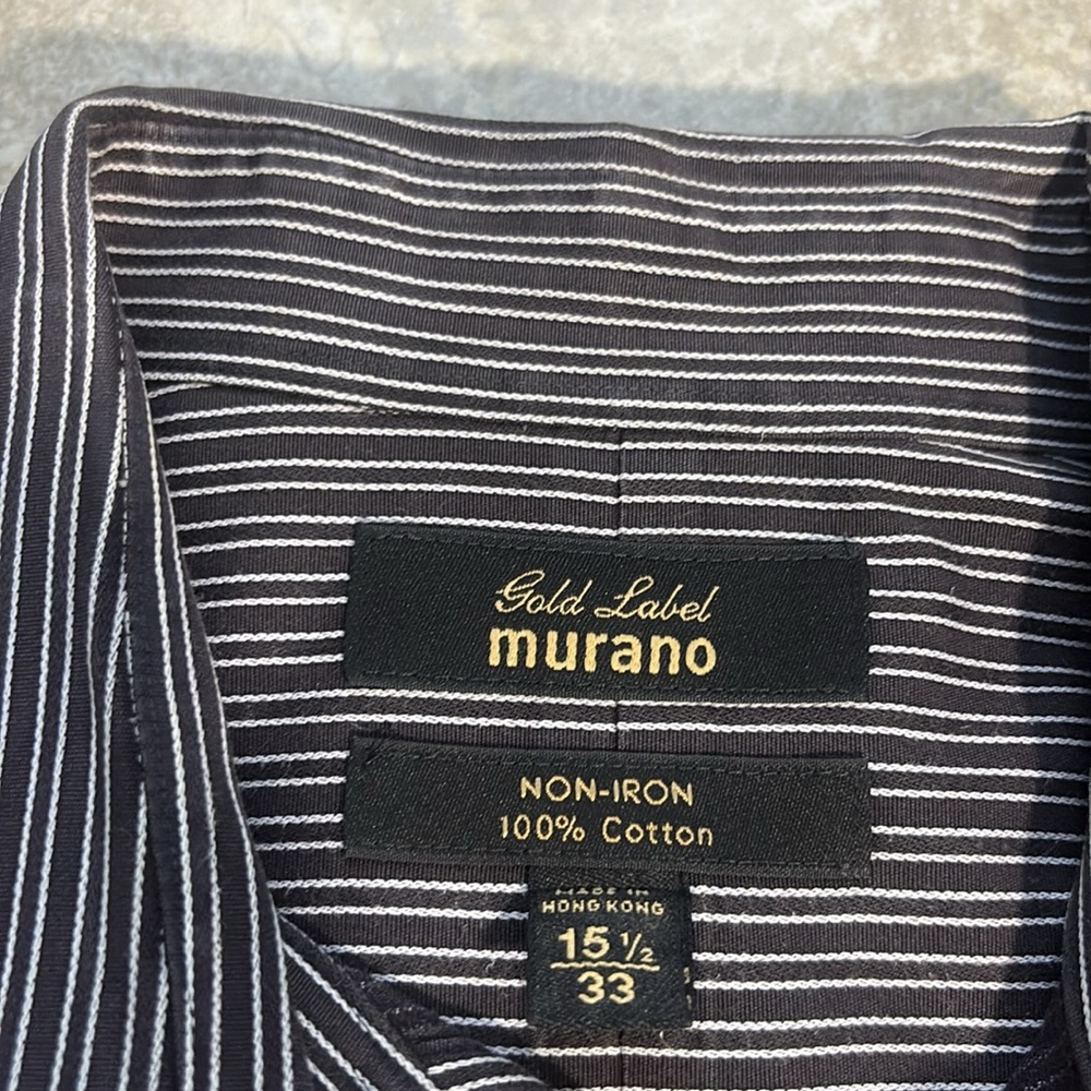 Murano Men's Striped Button Down Shirt - Blue, Red, Black - Picture 3 of 15